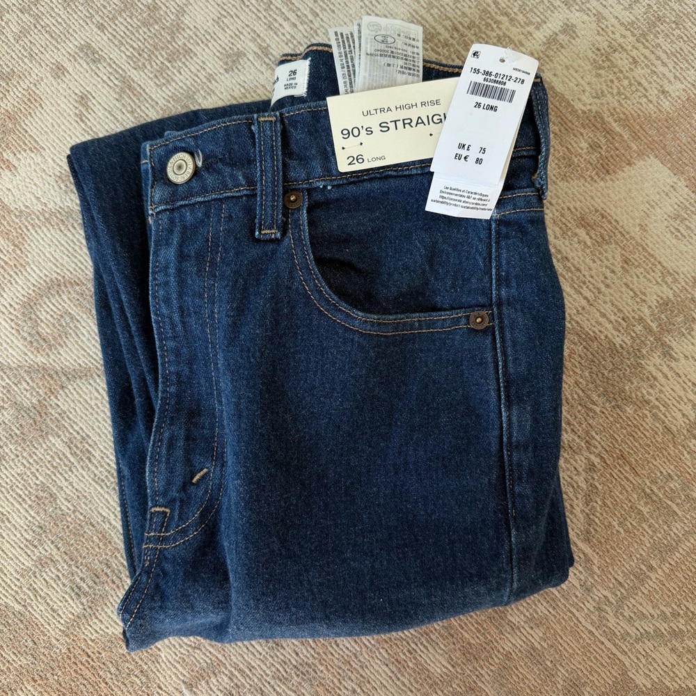 Abercrombie & Fitch Women's Ultra High Rise 90s Straight Jeans - Dark Blue 26L